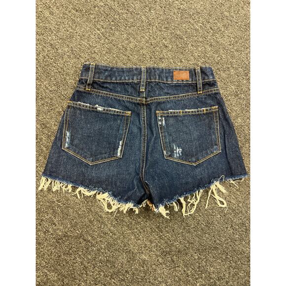 Paige Womens Blue Denim 5-Buttons Raw Hem Distressed Jeans Shorts Size 27 - Picture 4 of 7